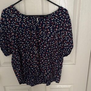 Madewell Dark Blue Floral Blouse